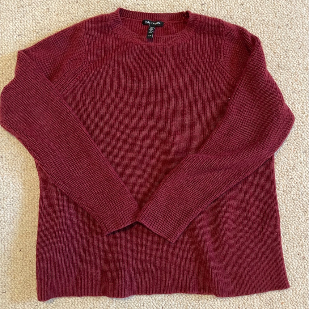 Eileen Fisher Burgundy Knit Sweater